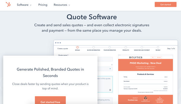 hubspot quotes software sales quotes tool